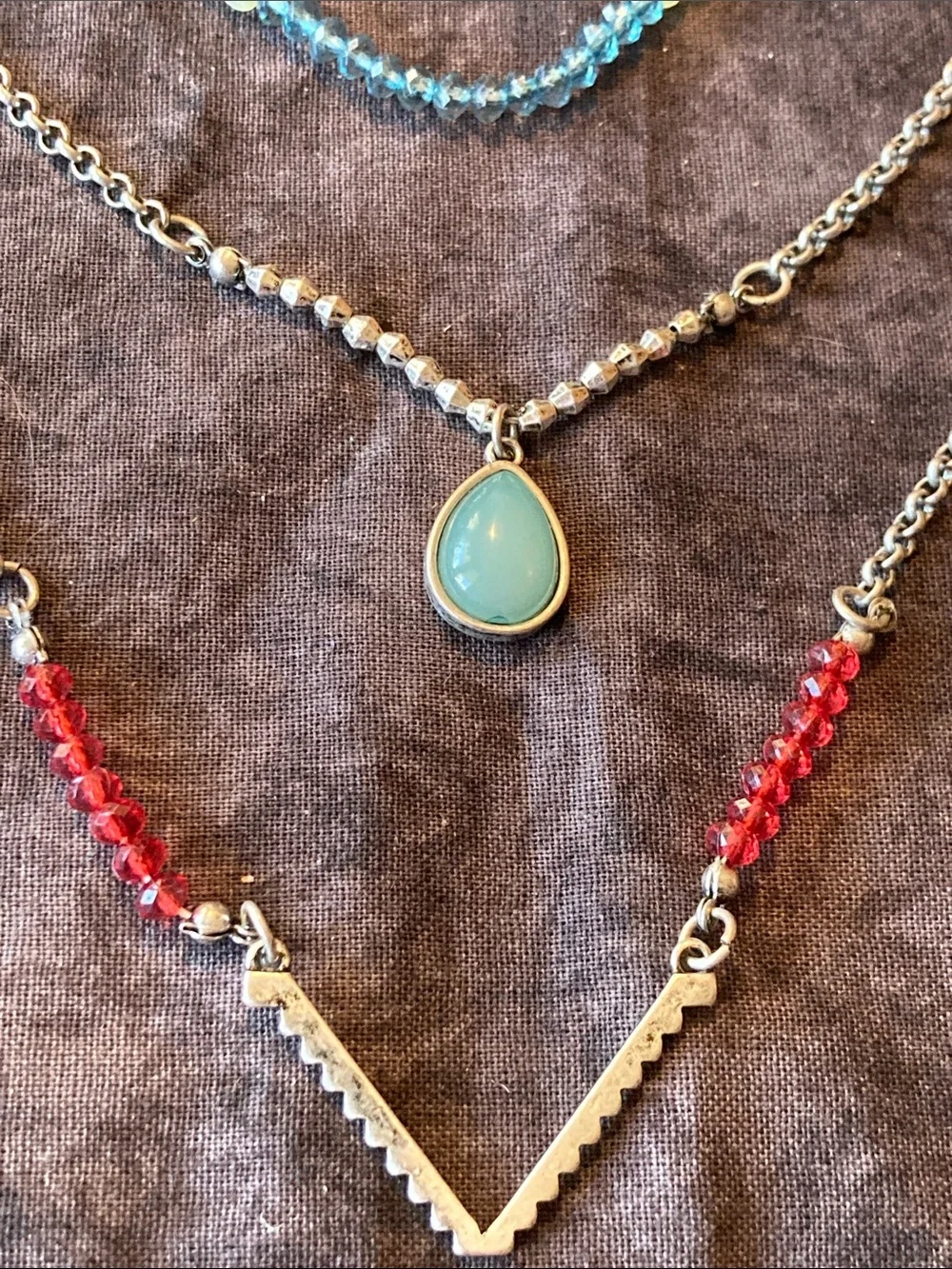 Multi Strand Crystal Bead & Pendant Necklace